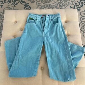 Light Blue Corduroy Wide-Leg Pants